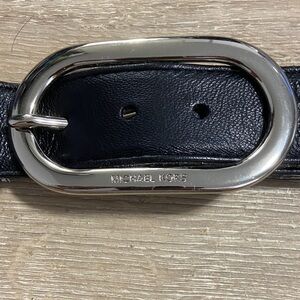 Michael Kors Black Leather Belt Bag with Silver Buckle